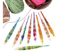 Graziosi uncinetti - 9 pezzi eleganti in resina ergonomica, con motivo floreale e filo intrecciato, set per maglieria e uncinetto, per bambola, sciarpa, cappello, sciarpa, maglione