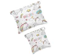 Graziosi unicorni con elementi magici adesivi, borsa per cosmetici tascabile, impermeabile, senza cerniera, chiusura automatica, mini custodia portatile da viaggio per cuffie e gioielli, Multicolore