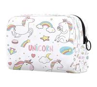 Graziosi unicorni con elementi magici adesivi, trousse da donna, trousse da viaggio per articoli da toeletta grandi, pratica borsa organizer con cerniera, Multi, 18.5x7.5x13cm/7.3x3x5.1in, Beauty case