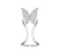 Grazioso anello con farfalla di strass, decorazione per la terza falange,da donna, unico, affascinante e scintillante, regolabile e allungabile, gioiello alla moda, da festa