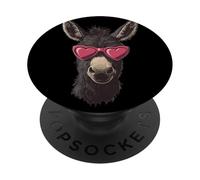 Grazioso asino con occhiali a forma di cuore per ragazzi e ragazze PopSockets PopGrip Adesivo