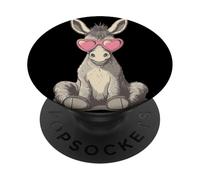 Grazioso asino con occhiali da sole a forma di cuore PopSockets PopGrip Adesivo