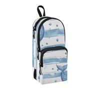 Grazioso astuccio a righe azzurre e bianche, grande capacità, con scomparto per studenti, a forma di borsa per la scuola, organizer per cancelleria e pennarelli, per scuola, ufficio, lavoro, Bella