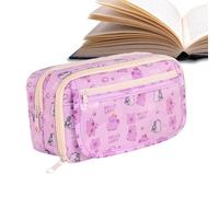 Grazioso astuccio, astuccio estetico di grande capacità, portamatite con motivo animale, trousse con 9 scomparti e chiusura lampo, borsa per trucco, materiale scolastico, Lilla, vedi descrizione, Vedi