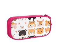 Grazioso astuccio con animali dello zoo per ragazzi e ragazze, con orso e giraffa, grande astuccio per penne da scrivania, organizer per cancelleria, astuccio per scuola e ufficio, borsa per il trucco