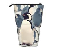 Grazioso astuccio con pinguino stampato con motivo animale, portapenne, telescopico, in tessuto Oxford, borsa per il trucco per ufficio, Simpatico pinguino animale, Taglia unica, Astuccio per trucchi