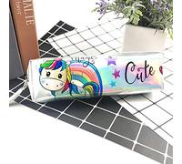 Grazioso astuccio con unicorno laser per ragazze Kawaii scuola portapenne scatola cancelleria sacchetto di stoccaggio ufficio scuola forniture escolar, unicorno arcobaleno