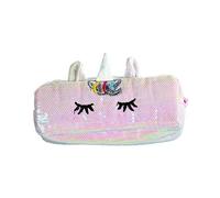 Grazioso astuccio per penne a forma di unicorno per ragazze, astuccio per la scuola, astuccio Kawaii con paillettes, grande cartuccia, kit di cancelleria coreano, rosa e bianco