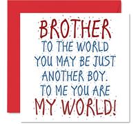 Grazioso biglietto di compleanno per fratello e fratello con scritta "Brother You Are My World" biglietto di auguri di compleanno per fratello 145mm biglietto di auguri regalo per uomini e ragazzi