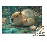 Grazioso capibara Puzzle 1000Pcs Huge Water Lilies Golden Fireflies Decorazione Per La Casa. Rilassamento E Intelligence Per Adulti E Bambini Da 14 Anni 1000pcs (75x50cm)