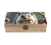 Grazioso contenitore in legno a forma di riccio con coperchio incernierato e serratura retrò, grande scatola portaoggetti in legno per gioielli, artigianato, arte, hobby e regalo per la decorazione de