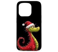 Grazioso costume da drago con cappello da Babbo Natale per gli amanti dei draghi Custodia per iPhone 15 Pro