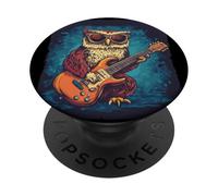 Grazioso costume da gufo con chitarra a dondolo PopSockets PopGrip Adesivo
