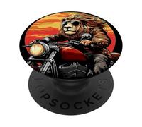 Grazioso costume da leone da moto per gli amanti della moto PopSockets PopGrip Adesivo