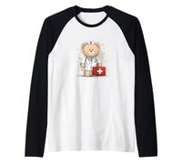 Grazioso Costume Teddy Doc per Gli Amanti dell'ospedale e degli orsi Maglia con Maniche Raglan