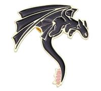 Grazioso drago smalto pin: nero e bianco mostro spilla per camicia, Klein, Metallo non prezioso