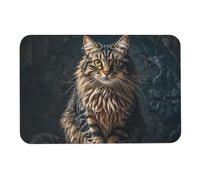 Grazioso e grazioso tappetino da bagno a forma di gatto, assorbe l'umidità e lo sporco, con retro in gomma antiscivolo, adatto sotto la porta, per pavimento del bagno, vasca, doccia, lavandino