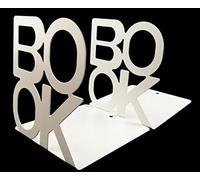 Grazioso fermalibri antiscivolo con scritta “book” per casa, ufficio, cucina, mensola con libri bianco