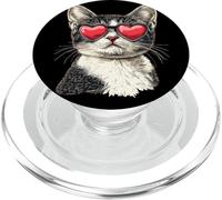 Grazioso gatto con occhiali da sole a forma di cuore PopSockets PopGrip per MagSafe