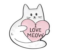 Grazioso gatto dei cartoni animati con cuore rosa e occhiali da sole alla moda - Spilla smaltata per risvolto della camicia, normale, Metallo non prezioso