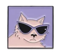 Grazioso gatto dei cartoni animati con occhiali da sole - Spilla smaltata per camicia o risvolto, normale, Metallo non prezioso