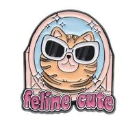 Grazioso gatto dei cartoni animati con occhiali da sole - Spilla smaltata per camicia o risvolto, normale, Metallo non prezioso