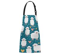 Grazioso grembiule da cuoco a cuore di pecora con tasche, grazioso grembiule in vita con collo regolabile per uomo donna adatto per cucina casalinga cameriera giardinaggio grembiule bavaglino