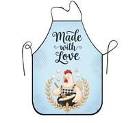 Grazioso grembiule vintage con gallina per cucinare, con scritta "Made with Love", grembiule per adulti, Blu, 24x31 Inch