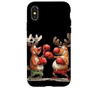 Grazioso look da boxe con renna per ragazzi e ragazze festivi Custodia per iPhone X/XS