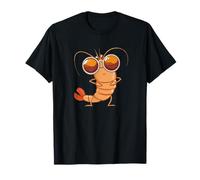 Grazioso Look gamberetti con Occhiali da Sole per Gli Amanti dei Frutti di Mare Maglietta