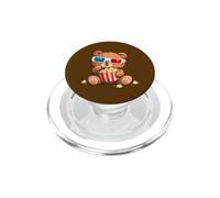 Grazioso orsetto con occhiali 3D e popcorn al cinema PopSockets PopGrip per MagSafe