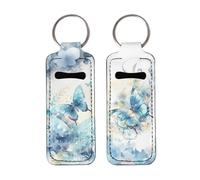 Grazioso portachiavi per chapstick, porta rossetto in neoprene con clip per balsamo labbra, Farfalla acquerello, One Size