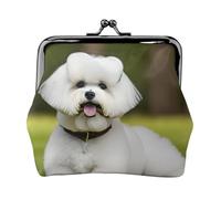 Grazioso portafoglio con ciondolo a forma di cane Bichon Frise, versatile, impermeabile, con chiusura a bacio, per chiavi e carte