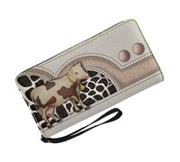 Grazioso portafoglio da donna, in pelle PU, con cinturino stampato con mucca, morbido porta carte di credito, elegante portamonete per donne e ragazze, A, Refer to description, Unisex