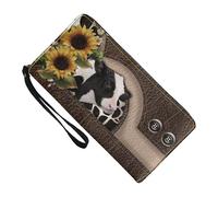 Grazioso portafoglio da donna, in pelle PU, con cinturino stampato con mucca, morbido porta carte di credito, elegante portamonete per donne e ragazze, C, Refer to description, Unisex