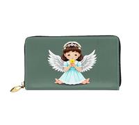 Grazioso portafoglio lungo da donna con cerniera Little Angel, 19 x 10 cm, viene fornito con scomparti per carte di credito all'interno, leggero e resistente., nero, Taglia unica, moderno