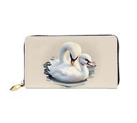 Grazioso portafoglio lungo da donna con cerniera Little Swan, 19 x 10 cm, viene fornito con scomparti per carte di credito all'interno, leggero e resistente., nero, Taglia unica, moderno