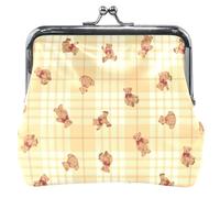Grazioso portafoglio per uomini e donne, con chiusura a bacio in pelle, design classico a scacchi, quadri classici a orso, UNITALLA Classic, Quadretti classici dell'orso, Taglia unica, Classic