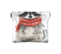 Grazioso portafoglio portamonete rosso procione da donna, compatto da donna, portamonete da donna, Simpatico procione rosso accogliente, 4.33x3.74In, Simpatico procione rosso accogliente