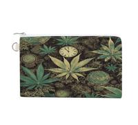 Grazioso portamonete con cerniera, in tela, portatile, per uomini e donne, piccola borsa per cosmetici, Un soffio nel tempo Weed Rosmarino, Taglia unica, Portamonete piccolo