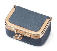 Grazioso portamonete con chiusura a bacio, mini borsa quadrata vintage per gioielli e monete, in pelle PU, portatile, da viaggio, per contanti, orecchini, Blu, Portamonete Kiss Lock