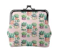 Grazioso portamonete con piante grasse. Portamonete a doppia faccia per donne, piccolo porta carte di credito in pelle PU