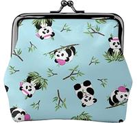 Grazioso portamonete da donna in pelle con panda che mangia foglie verdi, piccolo portamonete con chiusura a lucchetto a bacio e fibbia portafoglio per ragazza regalo, Come nella foto, Taglia unica,