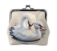 Grazioso portamonete da donna, piccolo cigno, rettangolare, con chiusura a bacio, tascabile, mini portamonete da donna