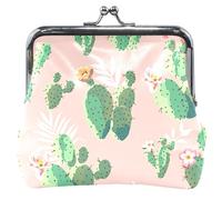 Grazioso portamonete in pelle con cactus rosa chiaro personalizzato da donna con fibbia a bacio blocco cambio borsa per ragazze, Lovely Cactus Rosa Chiaro, OneSize