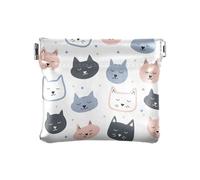 Grazioso portamonete in pelle con gatti rosa e grigi, per donna e ragazza, Simpatici gatti rosa e grigi, 1 Size, Accessorio da viaggio
