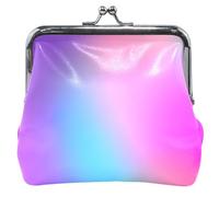 Grazioso portamonete in pelle floreale per donne e ragazze con chiusura a bacio olografico al neon sfumato alla moda borsa per cambio di denaro ragazze, Olografico Neon Gradiente Trendy, classico