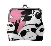 Grazioso portamonete stampato con panda con chiusura a bacio, borsa in pelle per cambiare, borsa piccola da donna, per regali, nero, taglia unica, alla moda, Nero , Taglia unica, alla moda