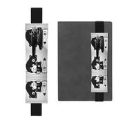 Grazioso portapenne, regolabile, in pelle, con orsetto, per quaderni, calendari, tablet, con fascia elastica, segnalibro e portapenne