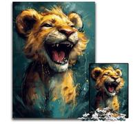 Grazioso puzzle a forma di leone giallo da 1000 pezzi, puzzle impossibili per adulti, idea regalo di compleanno, gioco rompicapo impegnativo 26X38CM/10,23x14,96 pollici